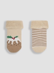 JoJo Maman Bébé Natural Christmas Socks 2 Pack - Image 1 of 3