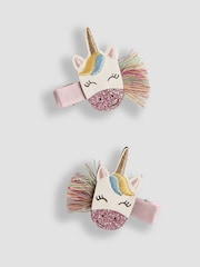 JoJo Maman Bébé Pink Unicorn Clips 2 Pack - Image 1 of 3