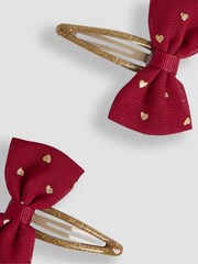 JoJo Maman Bébé Wine Glitter Bow Clips 2 Pack - Image 2 of 3