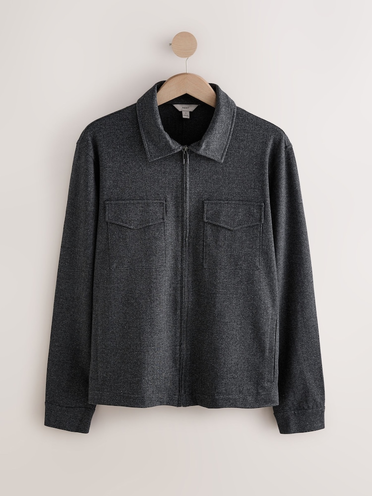 Charcoal Grey Jersey Shacket - Image 6 of 7