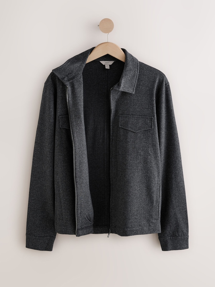 Charcoal Grey Jersey Shacket - Image 7 of 7 Charcoal Grey Jersey Shacket - Image 7 of 7