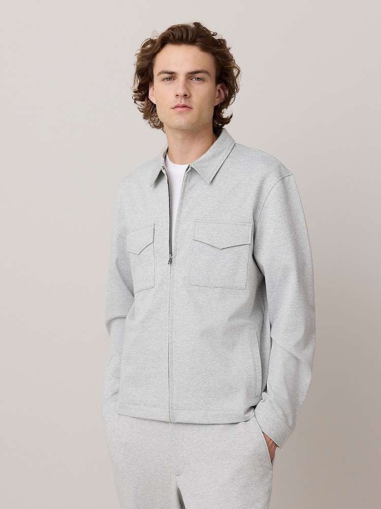 Grey Dogtooth Jersey Shacket - Image 1 of 9