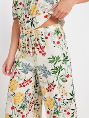 PixieGirl Petite White Multi Floral Wide Leg Trousers - Image 4 of 5