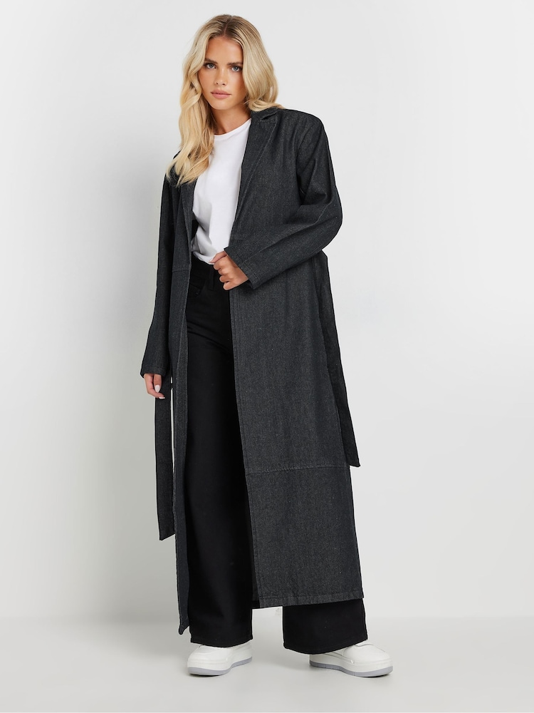 Синий - PixieGirl Petite Denim Trench Coat - Image 2 of 5