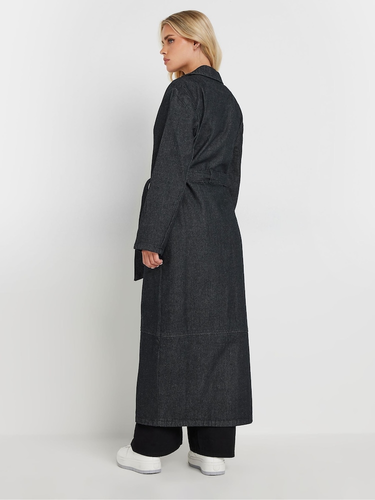 PixieGirl Petite Blue Denim Trench Coat - Image 3 of 5