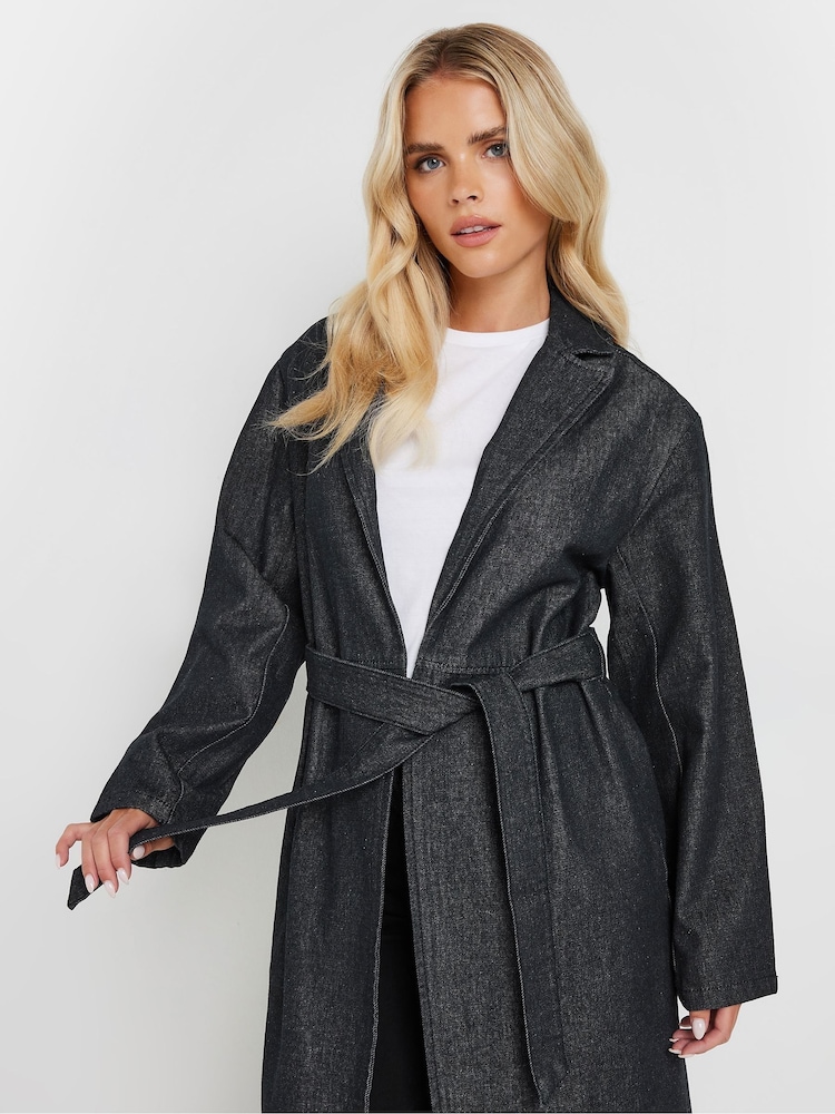 PixieGirl Petite Blue Denim Trench Coat - Image 4 of 5