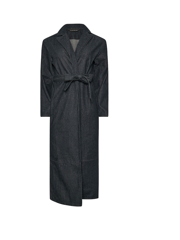 Синий - PixieGirl Petite Denim Trench Coat - Image 5 of 5