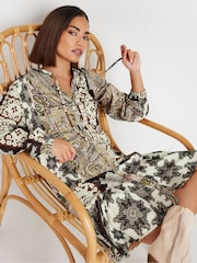 PixieGirl Petite Brown Boho Patchwork Tiered Dress - Image 1 of 4