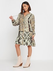 PixieGirl Petite Brown Boho Patchwork Tiered Dress - Image 3 of 4