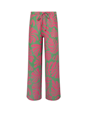 PixieGirl Petite Green & Pink Tropical Wide Leg Trousers - Image 5 of 5