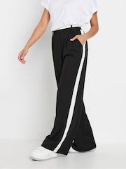 PixieGirl Petite Black Side Stripe Contrast Wide Leg Trousers - Image 2 of 6