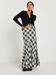 PixieGirl Petite Black Check Maxi Skirt - Image 1 of 5
