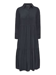PixieGirl Petite Black Long Sleeve Acid Wash Button Smock Dress - Image 5 of 5