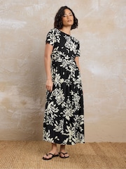 PixieGirl Petite Black Mono Open Back Bow Midi Dress - Image 1 of 5
