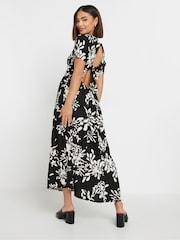 PixieGirl Petite Black Mono Open Back Bow Midi Dress - Image 2 of 5