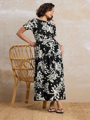 PixieGirl Petite Black Mono Open Back Bow Midi Dress - Image 4 of 5