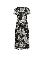 PixieGirl Petite Black Mono Open Back Bow Midi Dress - Image 5 of 5