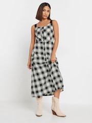 PixieGirl Petite Black Check Button Thru Maxi Dress - Image 1 of 5
