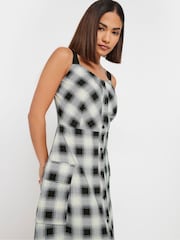 PixieGirl Petite Black Check Button Thru Maxi Dress - Image 4 of 5