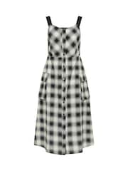 PixieGirl Petite Black Check Button Thru Maxi Dress - Image 5 of 5