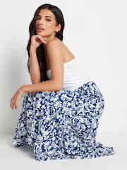 PixieGirl Petite Blue Floral Print Tiered Maxi Skirt - Image 2 of 5