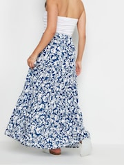 PixieGirl Petite Blue Floral Print Tiered Maxi Skirt - Image 3 of 5