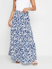 PixieGirl Petite Blue Floral Print Tiered Maxi Skirt - Image 4 of 5