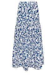 PixieGirl Petite Blue Floral Print Tiered Maxi Skirt - Image 5 of 5