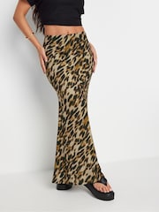 PixieGirl Petite Brown Leopard Animal Petite Leopard Animal Print Maxi Skirt - Image 3 of 6