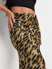 PixieGirl Petite Brown Leopard Animal Petite Leopard Animal Print Maxi Skirt - Image 4 of 6