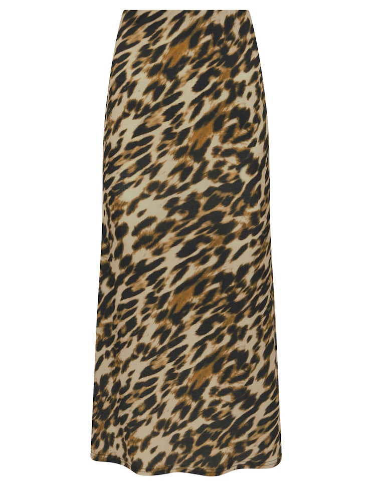 PixieGirl Petite Brown Leopard Animal Petite Leopard Animal Print Maxi Skirt - Image 6 of 6