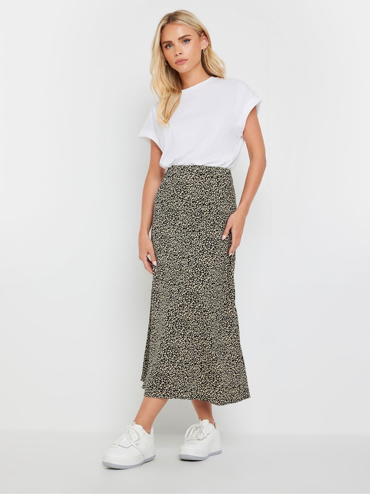 PixieGirl Petite Black Animal Print Midaxi Skirt - Image 1 of 5