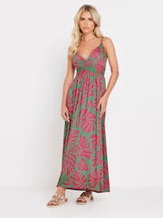 PixieGirl Petite Green Leaf Print Maxi Dress - Image 1 of 5