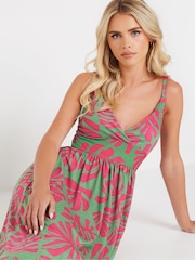 PixieGirl Petite Green Leaf Print Maxi Dress - Image 2 of 5