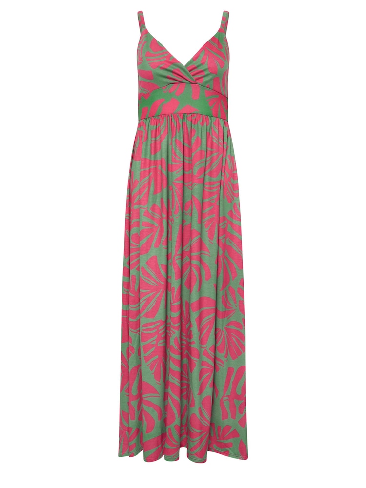 PixieGirl Petite Green Leaf Print Maxi Dress - Image 5 of 5