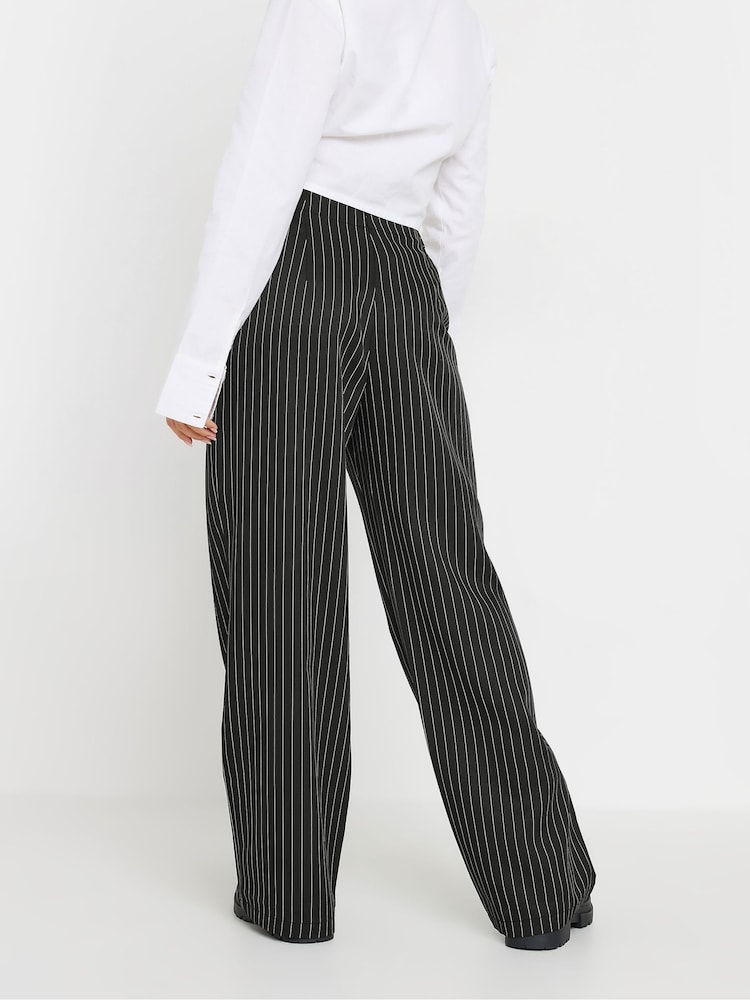 PixieGirl Petite Black Pinstripe Wide Leg Trousers - Image 3 of 6