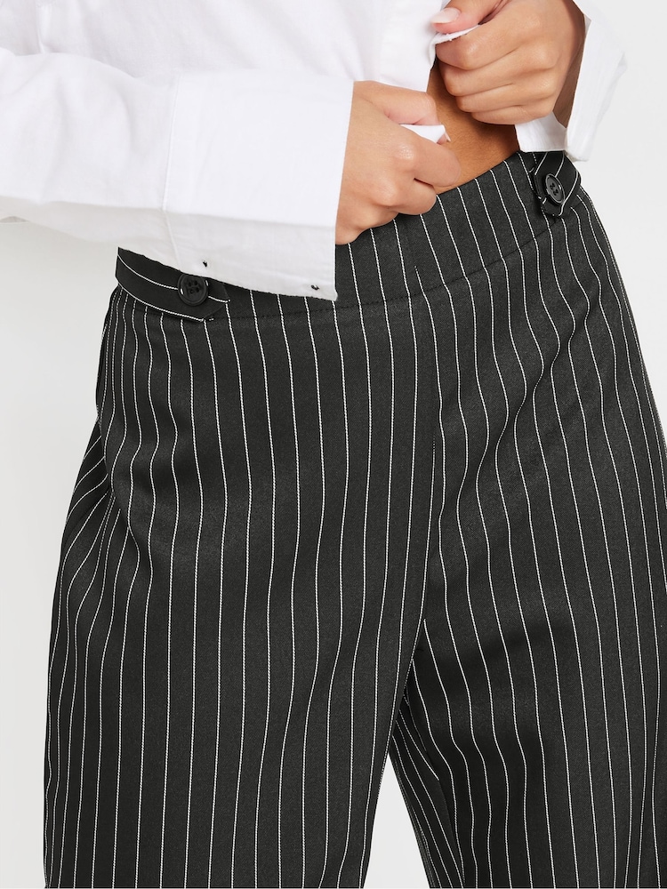 PixieGirl Petite Black Pinstripe Wide Leg Trousers - Image 4 of 6