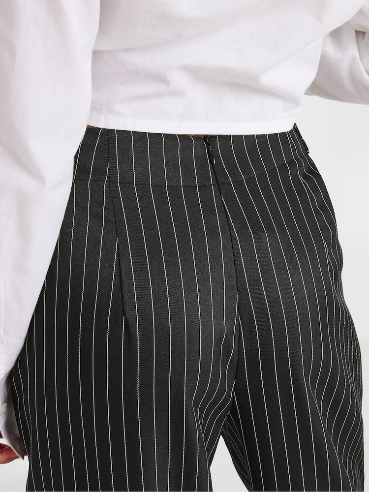 PixieGirl Petite Black Pinstripe Wide Leg Trousers - Image 5 of 6