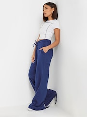 PixieGirl Petite Blue Cuff Detail Wide Leg 100% Cotton Joggers - Image 2 of 6