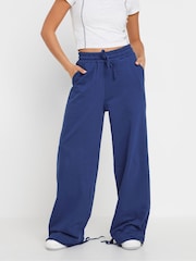 PixieGirl Petite Blue Cuff Detail Wide Leg 100% Cotton Joggers - Image 3 of 6