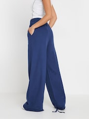 PixieGirl Petite Blue Cuff Detail Wide Leg 100% Cotton Joggers - Image 4 of 6