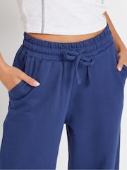PixieGirl Petite Blue Cuff Detail Wide Leg 100% Cotton Joggers - Image 5 of 6