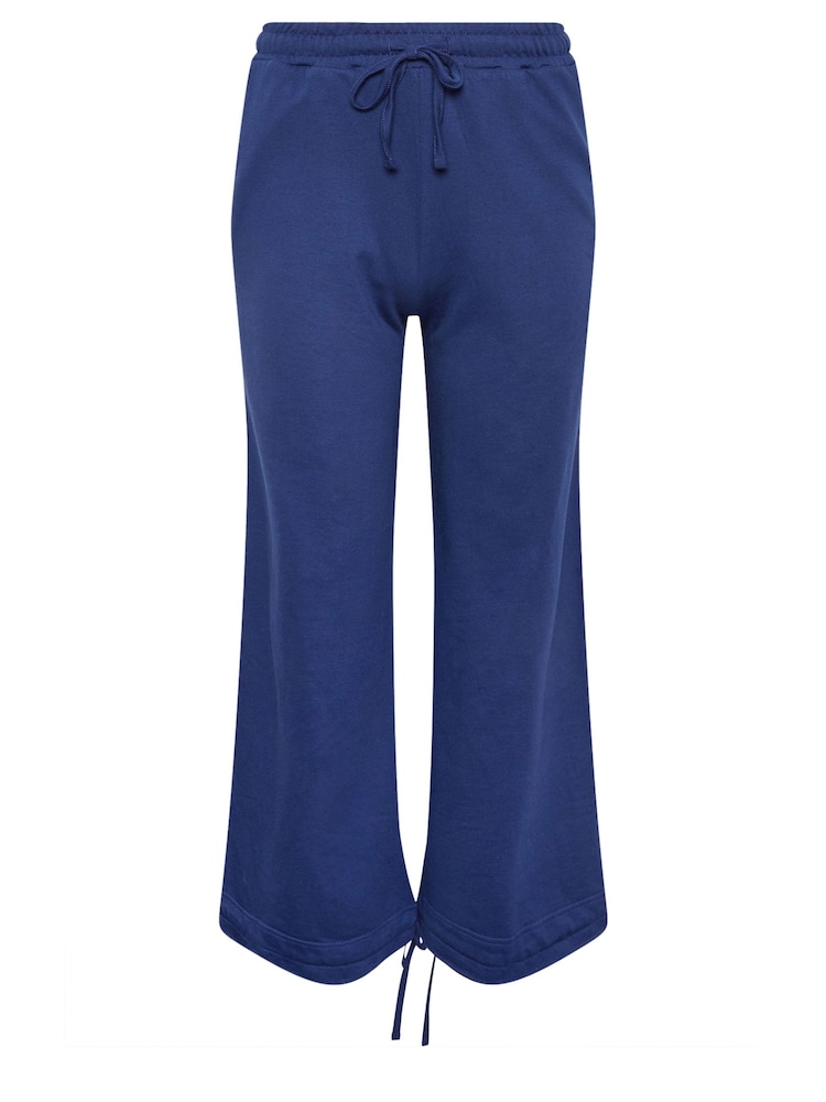PixieGirl Petite Blue Cuff Detail Wide Leg 100% Cotton Joggers - Image 6 of 6