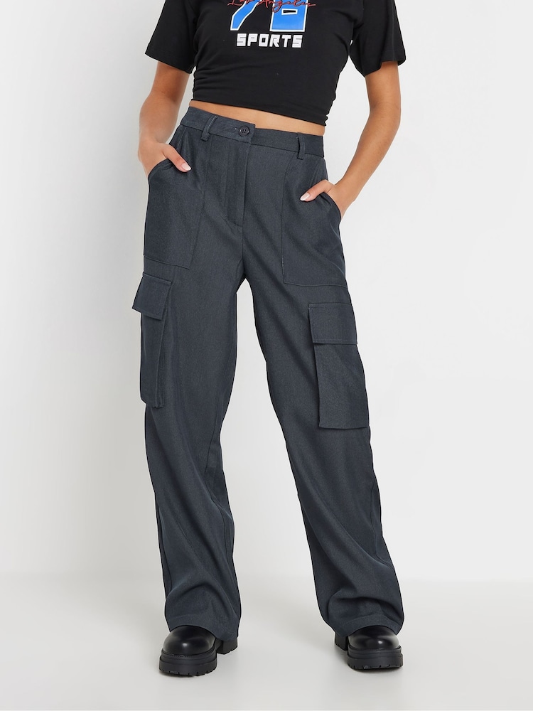 Grey - PixieGirl Petite Utility Wide Leg Trousers - Image 1 of 4 Grey - PixieGirl Petite Utility Wide Leg Trousers - Image 1 of 4