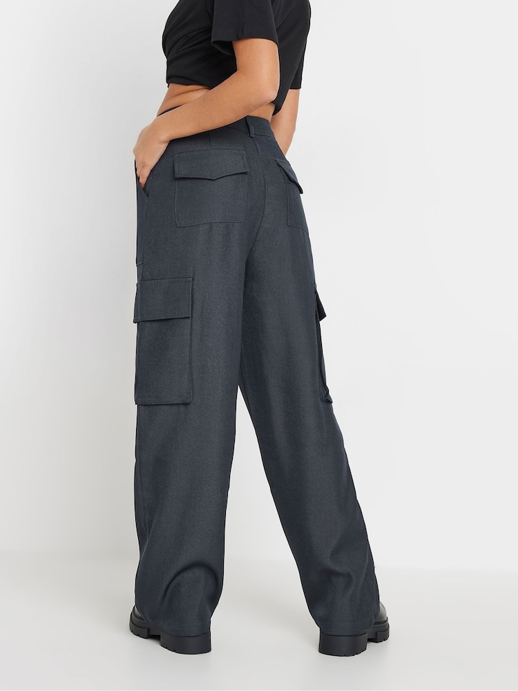 Grey - PixieGirl Petite Utility Wide Leg Trousers - Image 2 of 4 Grey - PixieGirl Petite Utility Wide Leg Trousers - Image 2 of 4