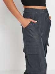 PixieGirl Petite Grey Utility Wide Leg Trousers - Image 3 of 4