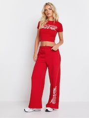 PixieGirl Petite Red Athletics T-Shirt And Joggers Set - Image 1 of 5