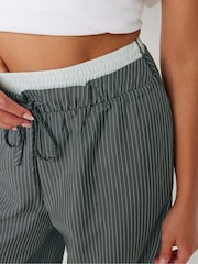 PixieGirl Petite Grey Pinstripe Wide Leg Trousers - Image 4 of 5