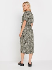 PixieGirl Petite Brown Animal Print Tie Front Maxi Dress - Image 4 of 5