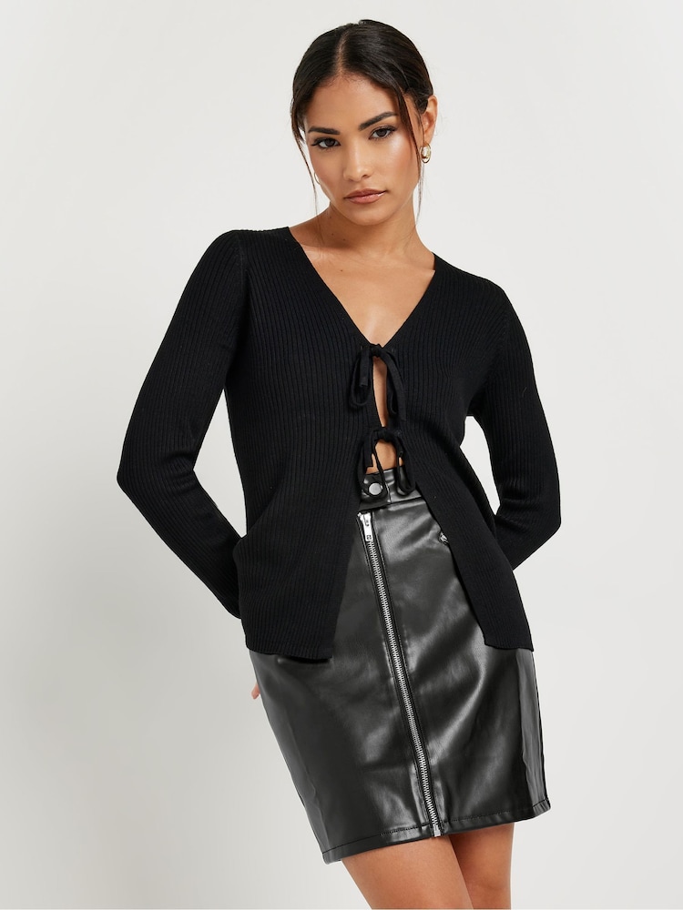 PixieGirl Petite Zip PU Mini Fuste - Image 1 of 5